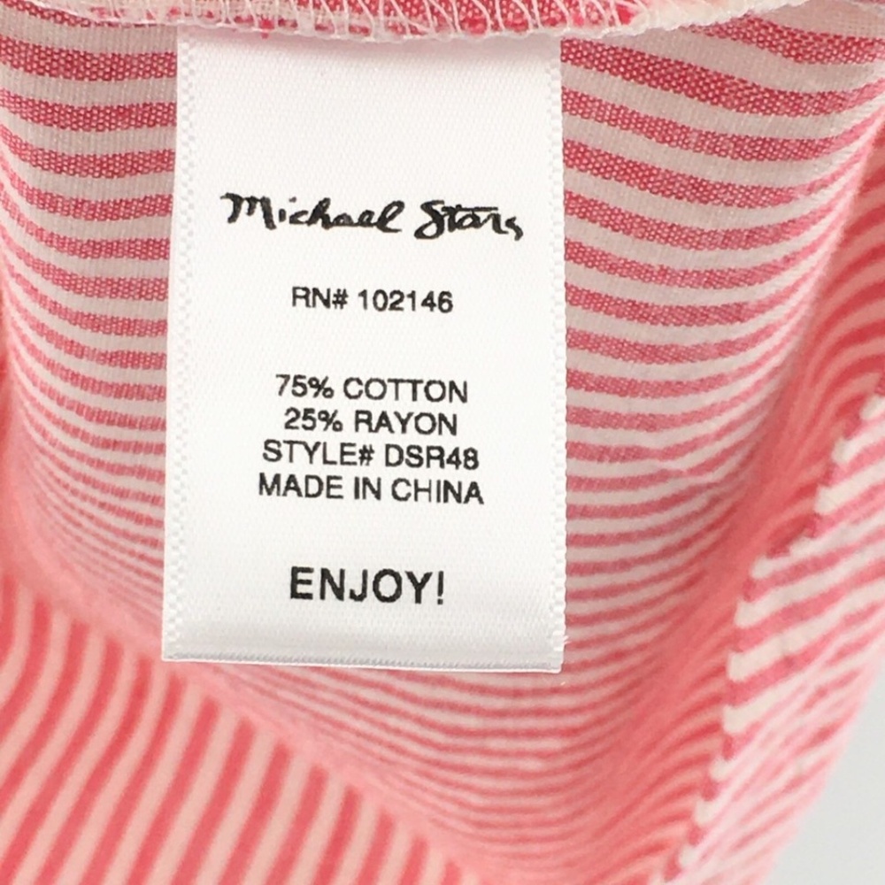 Michael Stars Shantel Romper Drawstring Pockets Pink White Striped Shorts Sz M - Picture 13 of 13